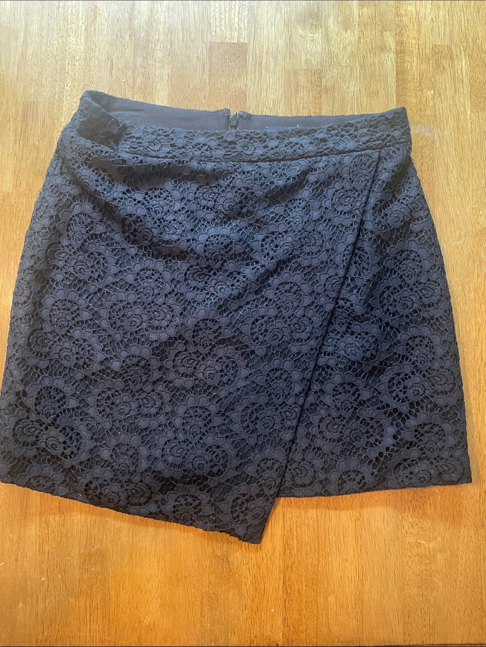 Madewell Black Lace Asymmetric Wrap Mini Skirt